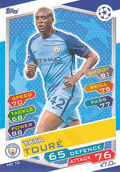 Yaya Toure Manchester City 2016/17 Topps Match Attax CL #MC10